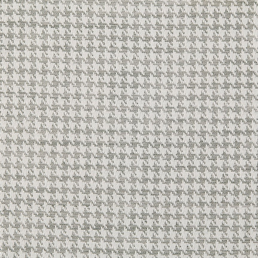 Close-up of Home Treasures St. Moritz linen in a silver and ivory houndstooth weave.