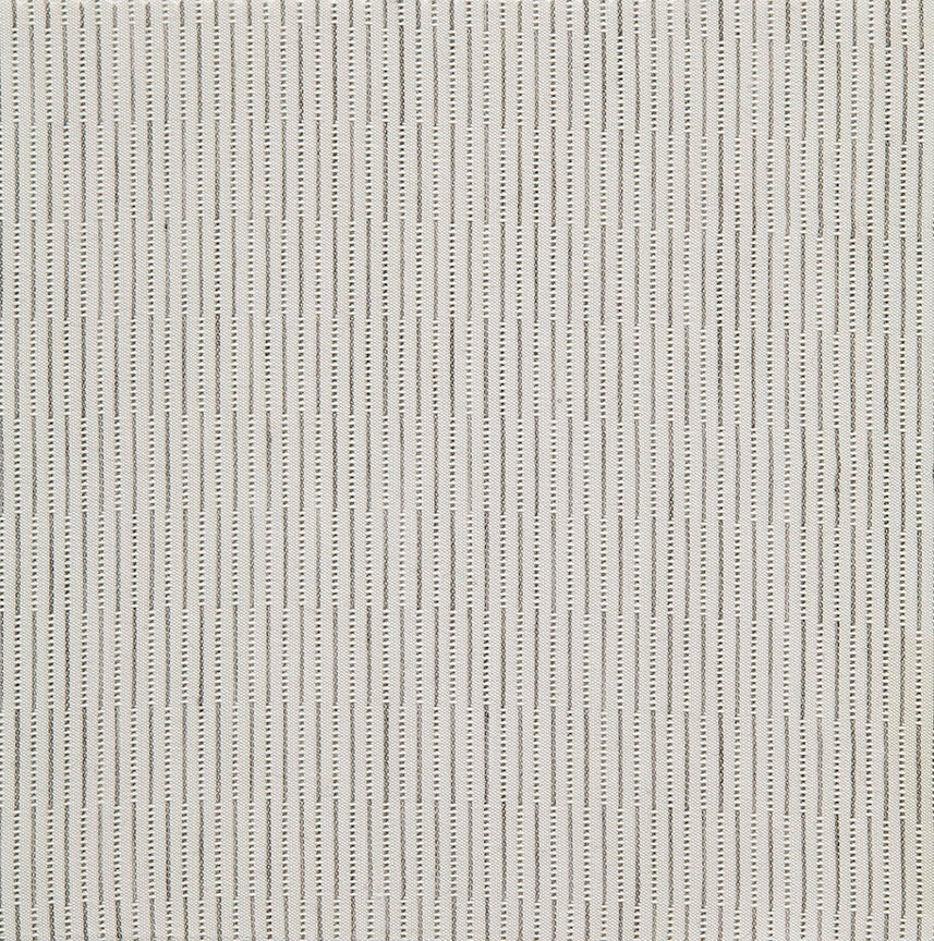Close-up of ivory fabric with fine vertical dotted stripe texture.