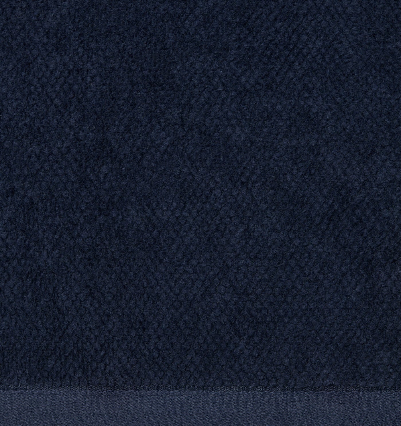 Close-up of Sferra Canedo Nuovo tub mat in navy, showing dense textured cotton weave and border.