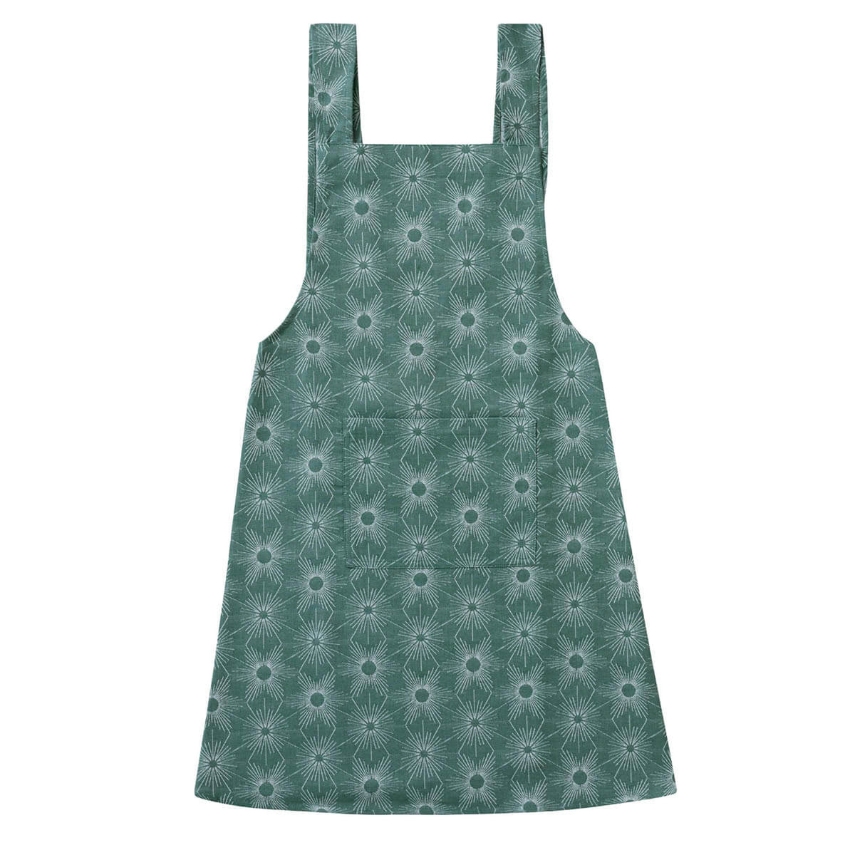 Le Jacquard Français Sous les Étoiles apron in Green with an allover star print.