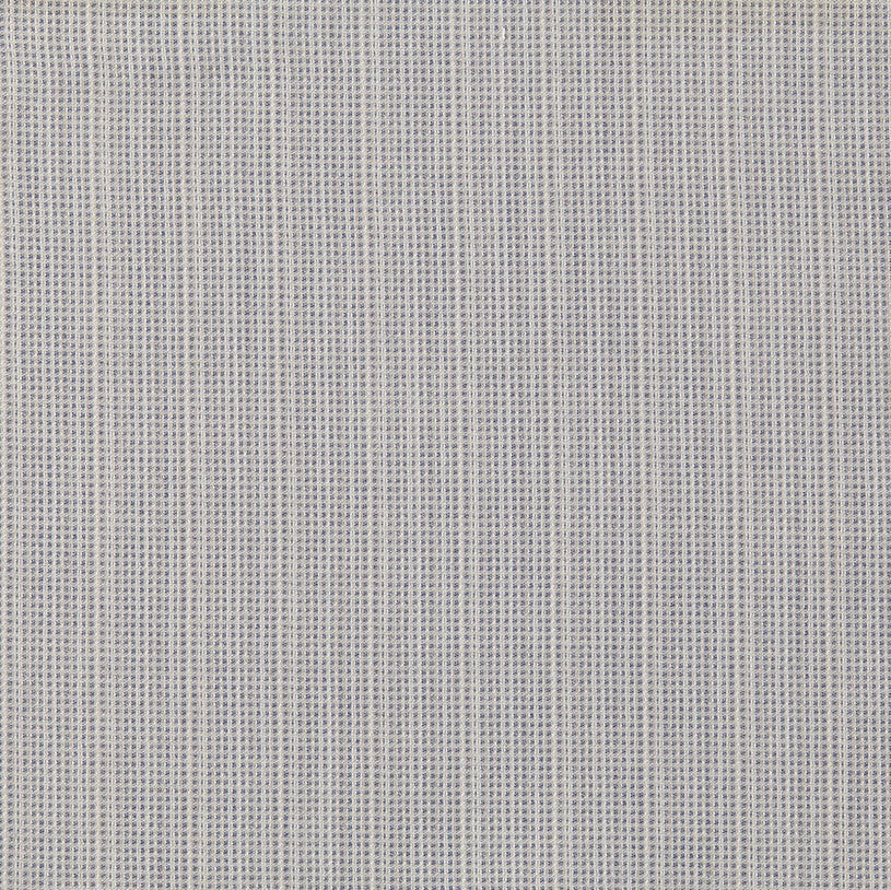 Close-up of Terra fabric weave in pale blue and ivory linen texture.