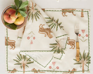 Photo of the Tiger Palm Table Linens | Dinner Napkin, Set of 4 ensemble.