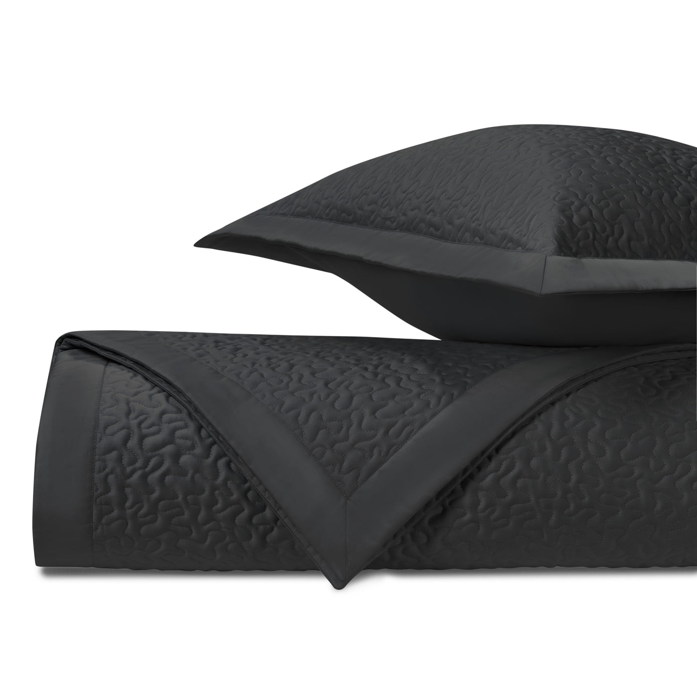 Close-up of Home Treasures Vermicelli quilted texture in black with tonal border detail.