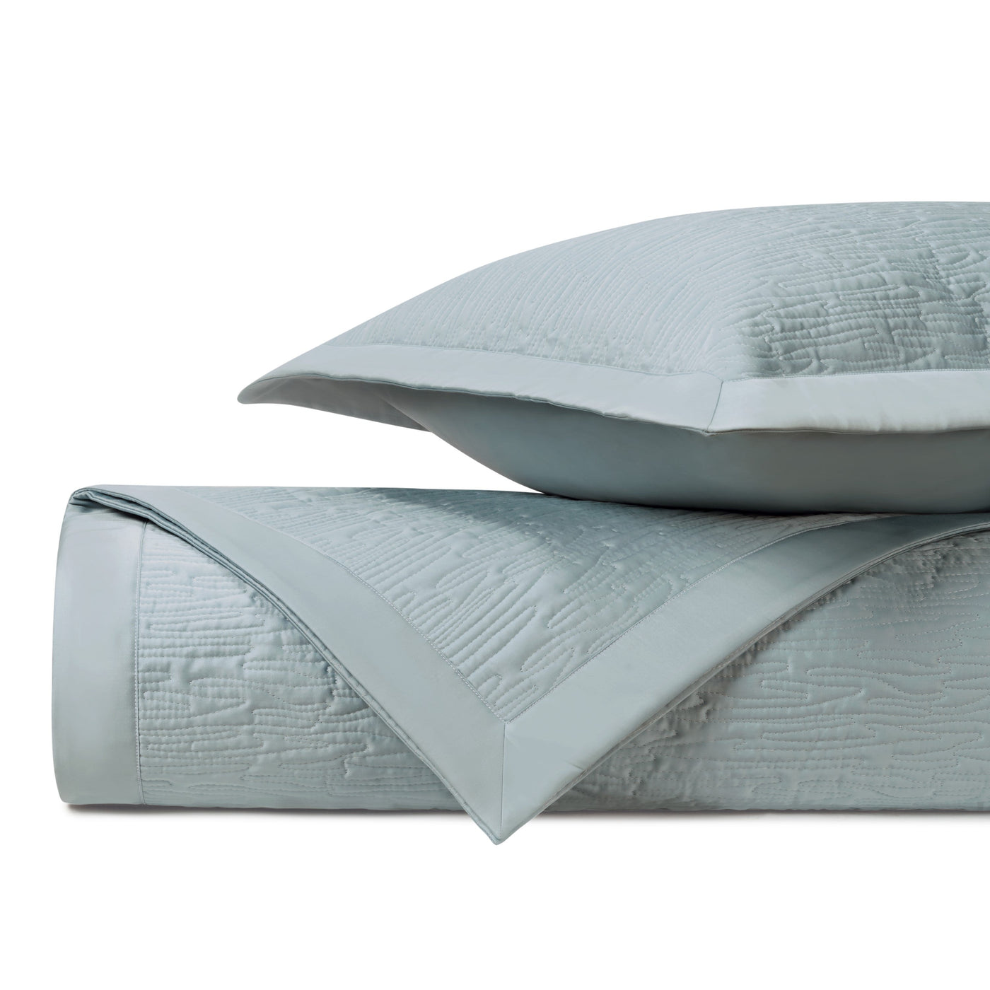 Home Treasures Wave quilted yardage in mist blue with textured matelassé weave.