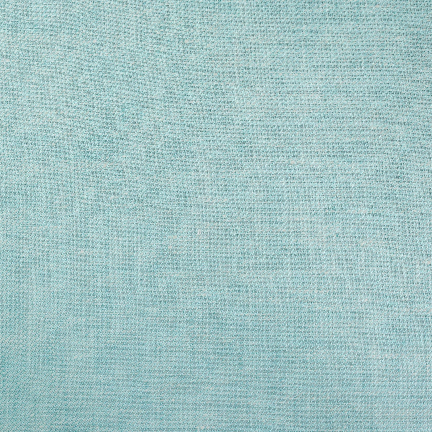Close-up of aqua linen weave texture showing natural slub detail.