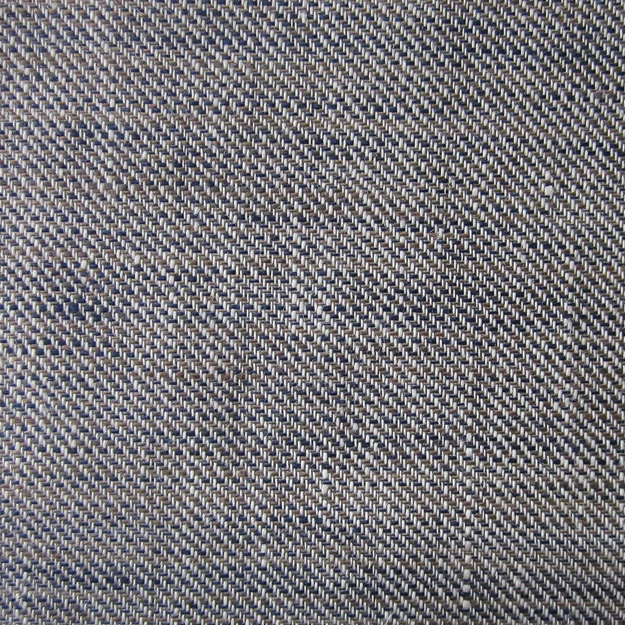 Close-up of Home Treasures Zebra fabric in slate blue diagonal twill weave texture.
