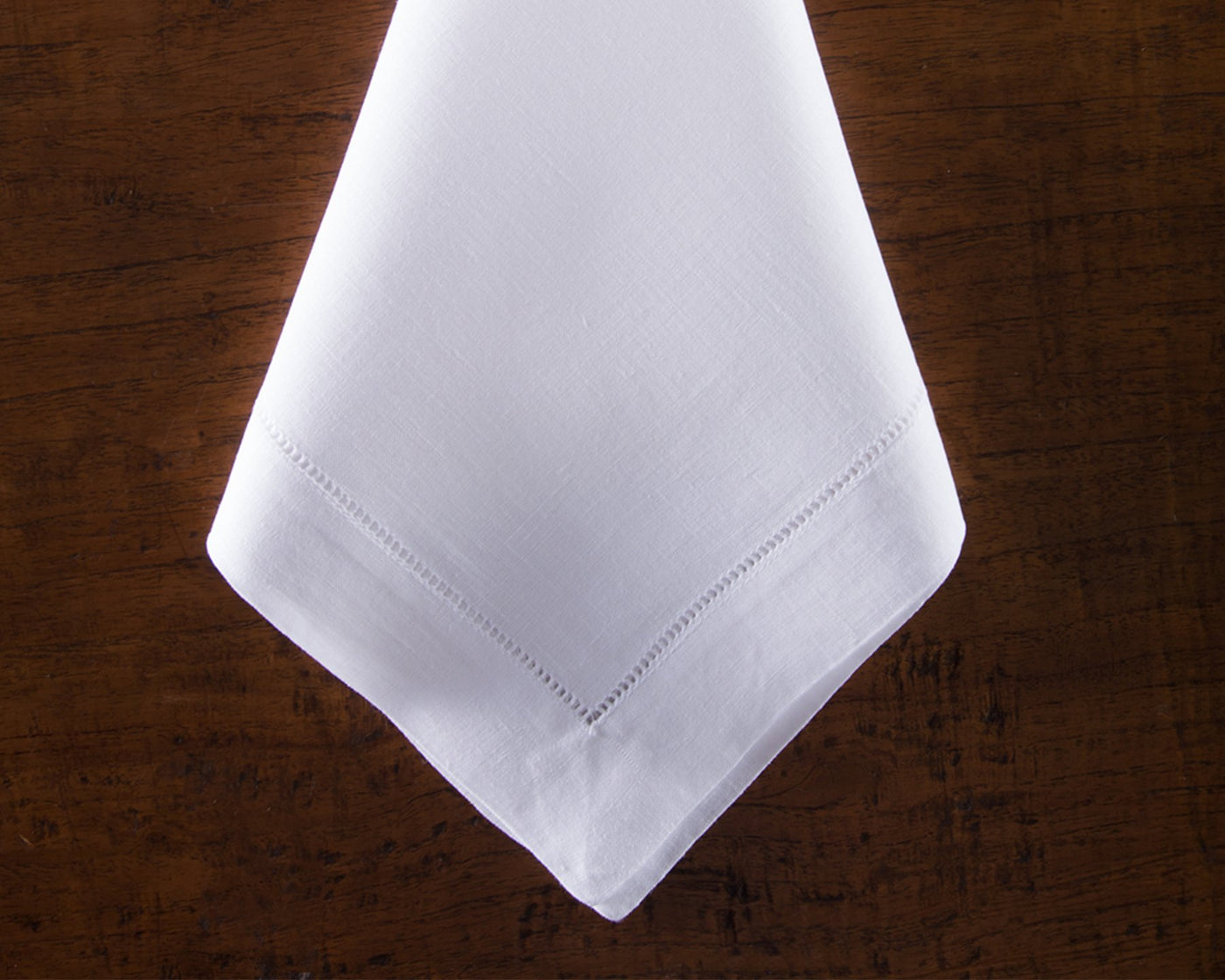 White Pure Linen Napkin with Contrast Black Hemstitch