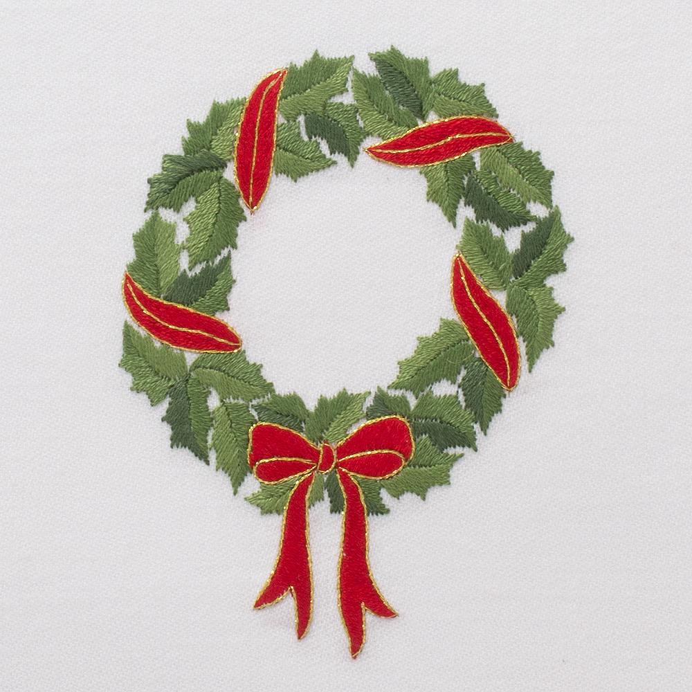 Holly Ribbon Wreath | Cocktail Napkins, Set of 4