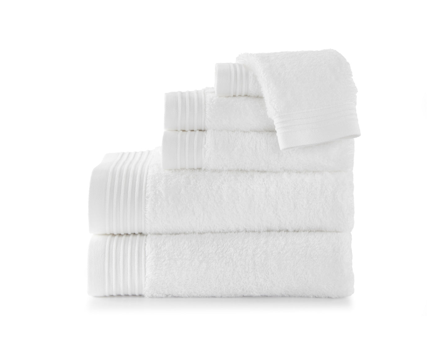 Peacock Alley's Bamboo towels in linen and white, neatly folded