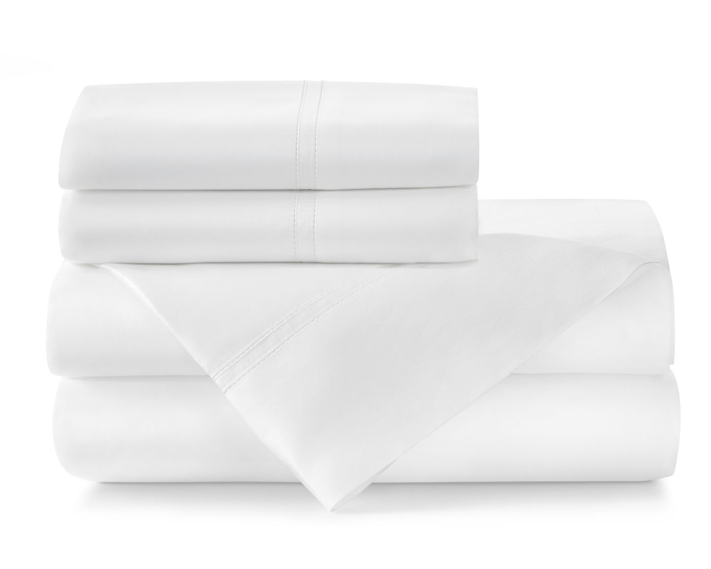 Peacock Alley's Lyric sheeting in white, neatly stacked