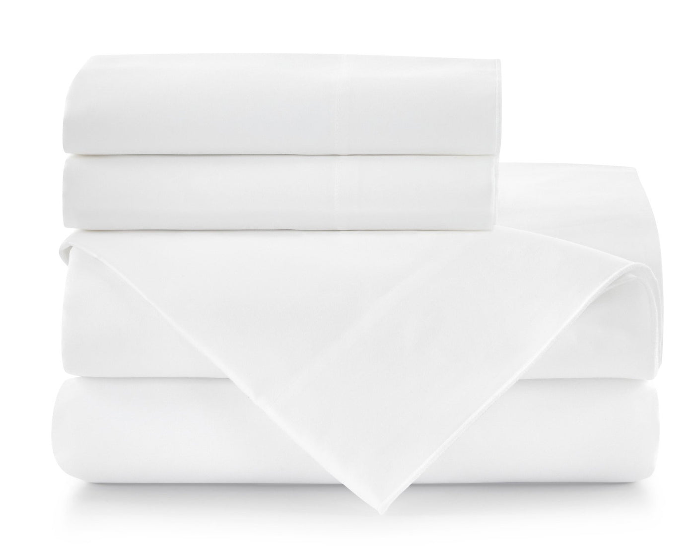 Peacock Alley Melody sheet set in white, neatly stacked